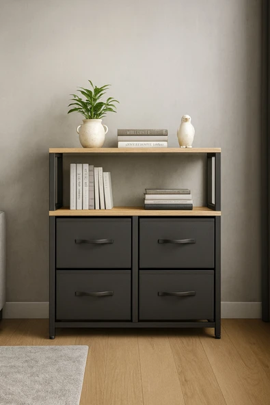 miyuhome Çok Amaçlı Deri Çekmeceli Düzenleyici Raf Salon Çocuk Odası Organizer Kitaplık Çekmeceli Konsol ürün görseli 1