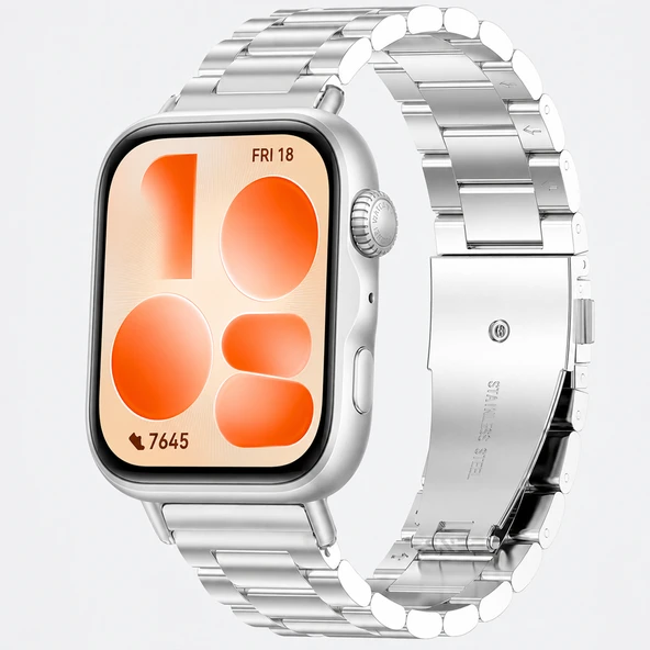 Huawei Watch Fit 5 Uyumlu Ayarlanabilir Paslanmaz Çelik Kordon  Gümüş ürün görseli 1