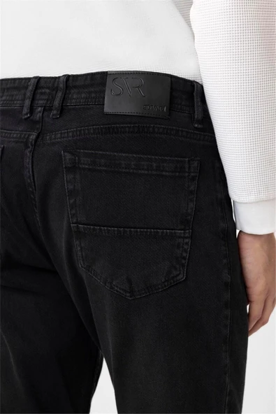 Siyah Regular Denim Pantolon - Resim 6