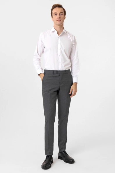 Gri Slim Fit Desenli Kumaş Pantolon ürün görseli 1