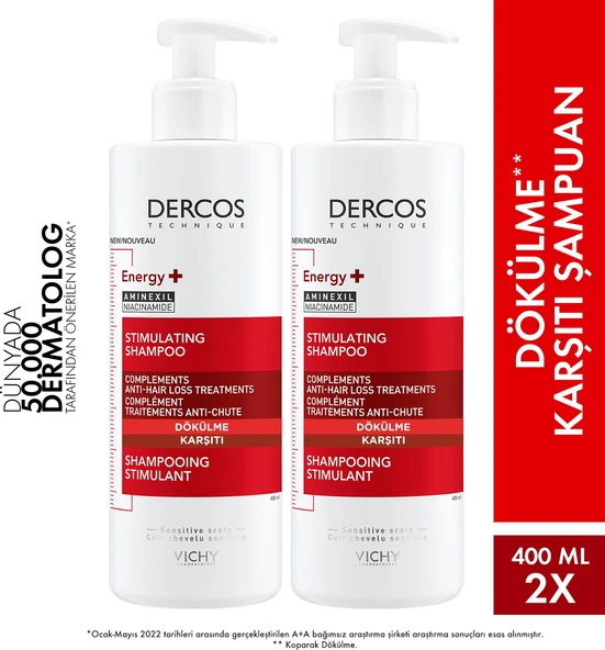 Dercos Energisant Şampuan 400 ml x 2 ürün görseli 1