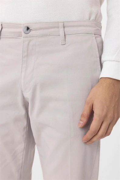 Bej Regular Armürlü Kanvas Pantolon - Resim 11