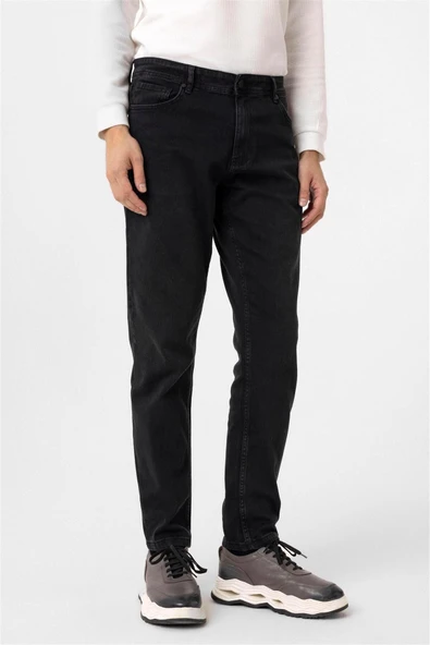 Siyah Regular Denim Pantolon - Resim 3