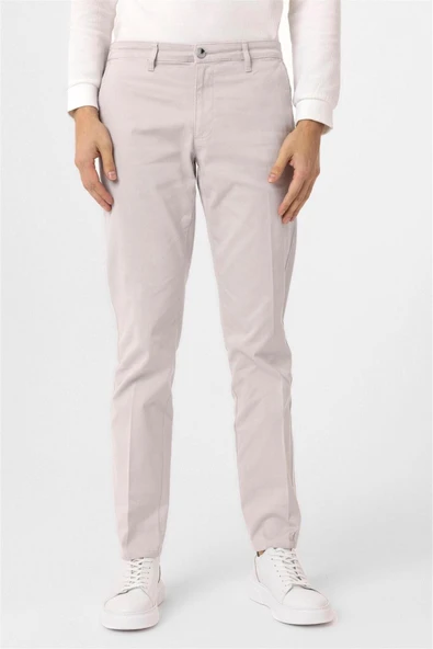 Bej Regular Armürlü Kanvas Pantolon - Resim 5