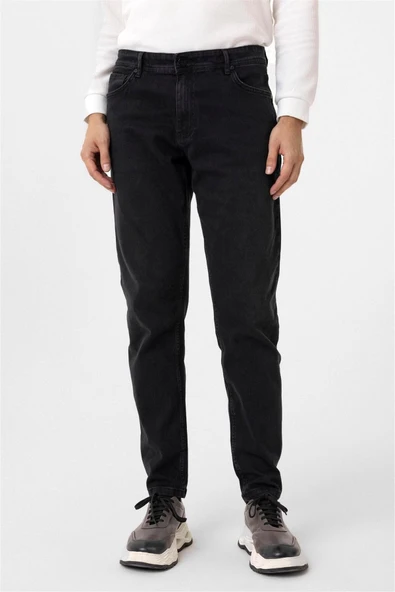 Siyah Regular Denim Pantolon - Resim 4