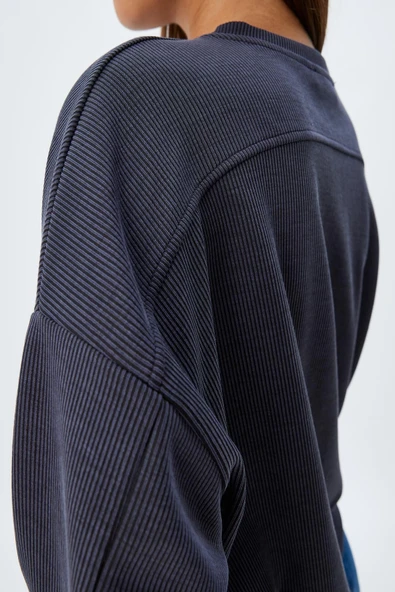Basic Sweatshirt Uzun Kollu Bisiklet Yaka - Resim 9