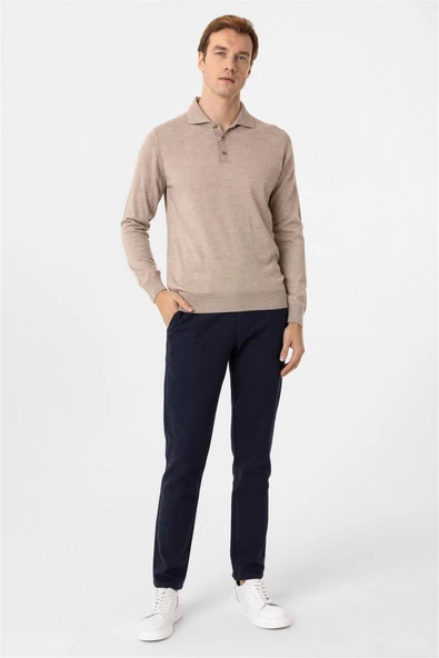 Siyah Regular Düz Polo Yaka Triko - Resim 5