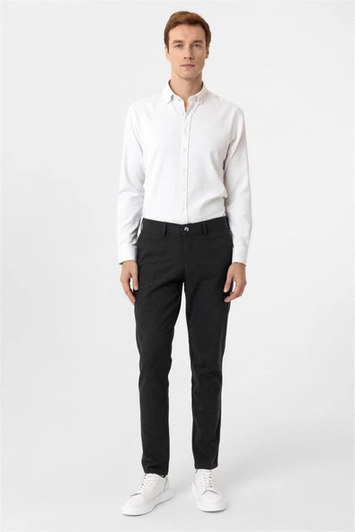 Lacivert Slim Fit Armürlü Kanvas Pantolon ürün görseli 1