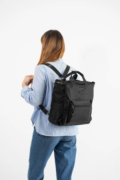 Ultra Hafif Çok Cepli, Çok Bölmeli Sırt ve El Çantası Siyah (Model:571-9S) ürün görseli 1