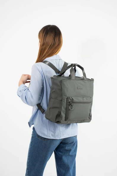 Ultra Hafif Çok Cepli, Çok Bölmeli Sırt ve El Çantası Gri (Model:571-9S) ürün görseli 1