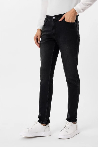 Siyah Slim Fit Denim Pantolon - Resim 2
