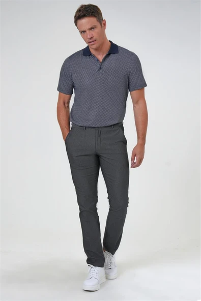 Siyah Regular Armürlü Kanvas Pantolon - Resim 2