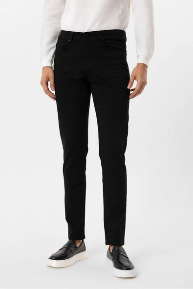 Siyah Slim Fit 5 Cep Kalıp Düz Kanvas Pantolon ürün görseli 1