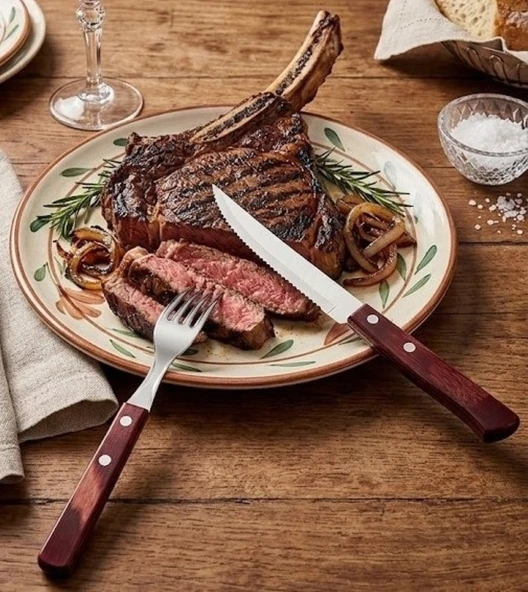 Tramontina 6 Kişilik 12 Parça Polywood Saplı Steak Et Biftek Pizza Çatal Bıçak Seti ürün görseli 1