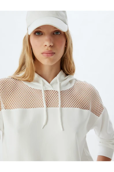 Oversize Sweatshirt Kapüşonlu File Detaylı Uzun Kollu ürün görseli 1
