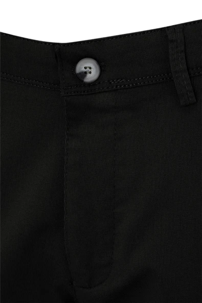 Siyah Regular Armürlü Kanvas Pantolon - Resim 2
