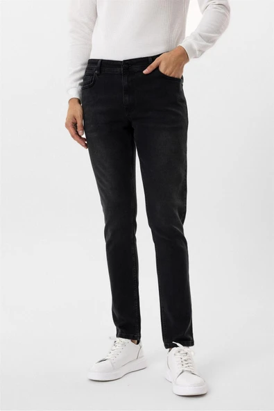 Siyah Slim Fit Denim Pantolon - Resim 3
