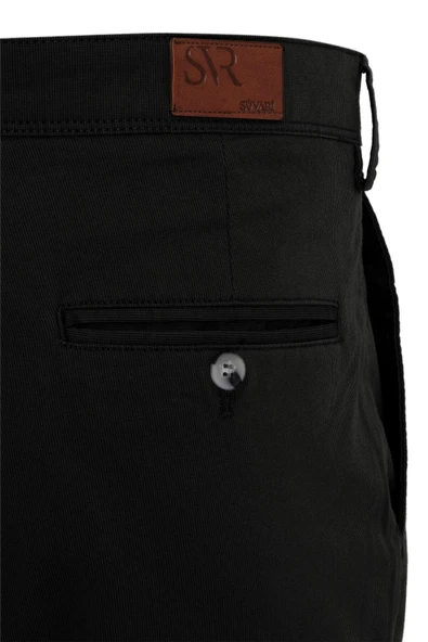 Siyah Regular Armürlü Kanvas Pantolon - Resim 3