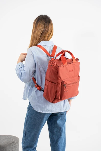 Ultra Hafif Çok Cepli, Çok Bölmeli Sırt ve El Çantası Kiremit (Model:571-9S) ürün görseli 1