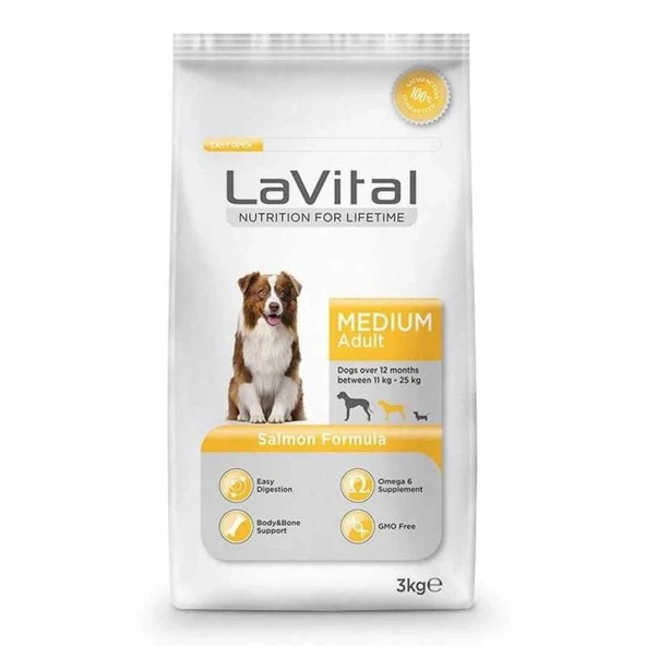 LaVital Somonlu Orta Irk Yetişkin Köpek Maması 3 KG ürün görseli 1