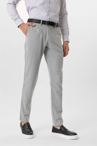 Gri Slim Fit Desenli Kumaş Pantolon ürün görseli 1