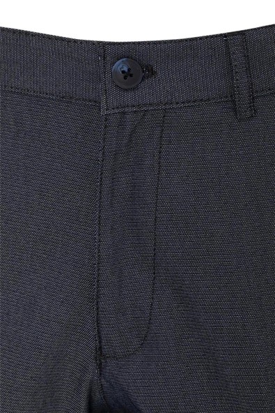 Siyah Regular Armürlü Kanvas Pantolon - Resim 3