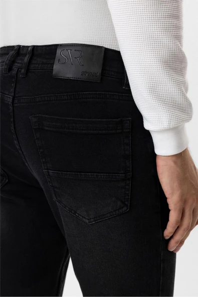 Siyah Slim Fit Denim Pantolon - Resim 6