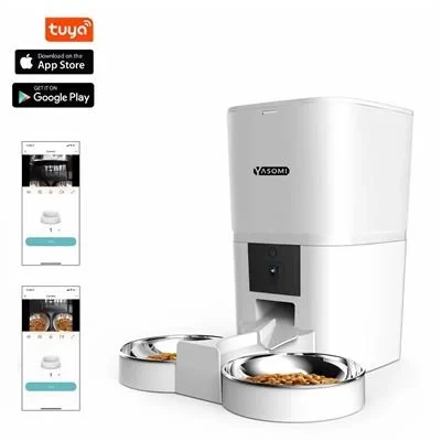 Yasomi MK6 6lt Kameralı Wifi Bağlantılı Tek ve Çift Kase Kullanımlı Kedi ve Köpek Besleyici (Beyaz)-TEŞHİR ürün görseli 1