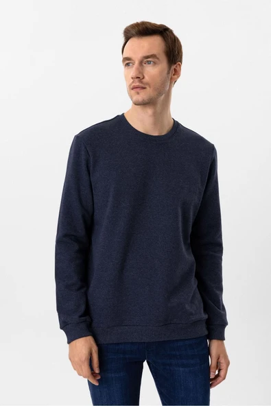 O Yaka Regular Kalıp Düz Sweatshirt ürün görseli 1