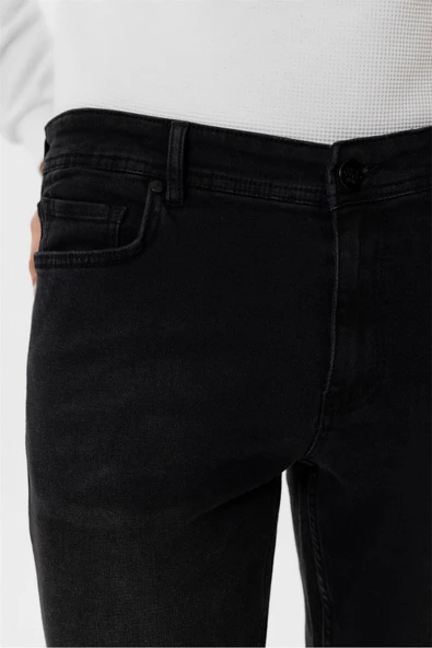 Siyah Slim Fit Denim Pantolon - Resim 5