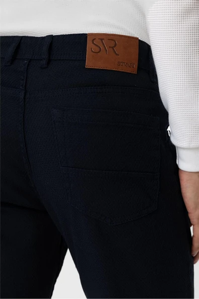 Siyah Regular Armürlü Kanvas Pantolon - Resim 5