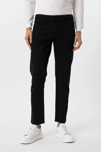 Siyah Slim Fit 5 Cep Kalıp Düz Kanvas Pantolon ürün görseli 1