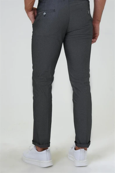 Siyah Regular Armürlü Kanvas Pantolon - Resim 8