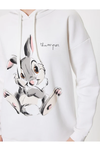 Bambi Baskılı Şardonlu Lisanslı Kapüşonlu Oversize Sweatshirt - Resim 5