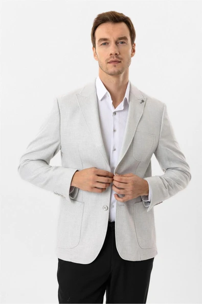 Taş Slim Fit Desenli Sivri Yaka 6 Drop Ceket ürün görseli 1