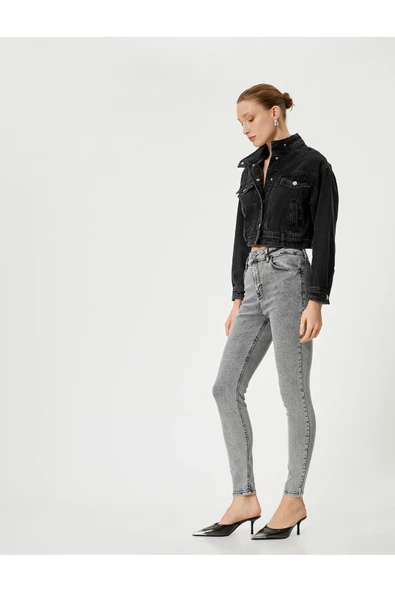 Dar Paça Skinny Kot Pantolon Cepli Yüksek Bel - Carmen Skinny Jeans ürün görseli 1