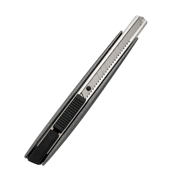 (1 Adet) Alüminyum Metal Gövdeli 9mm Karbon Çelik Bıçaklı Pratik Mini Maket Bıçağı İnce Falçata ürün görseli 1