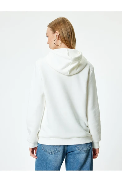 Şardonlu Basic Kapüşonlu Sweatshirt Kanguru Cepli Uzun Kollu - Resim 4