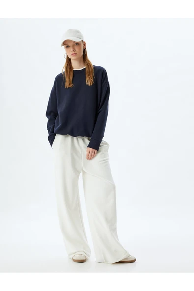Şardonlu Basic Oversize Sweatshirt Uzun Kollu Bisiklet Yaka ürün görseli 1