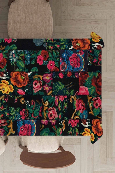 Çok Renkli Patchwork Dokuma Leke Tutmaz Masa Örtüsü MSO290 ürün görseli 1