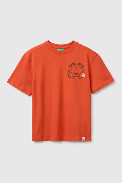 United Colors of Benetton Erkek ÇocukGarfield Baskı Detaylı Yuvarlak Yaka T-Shirt Kırmızı 6-14 Yaş ürün görseli 1