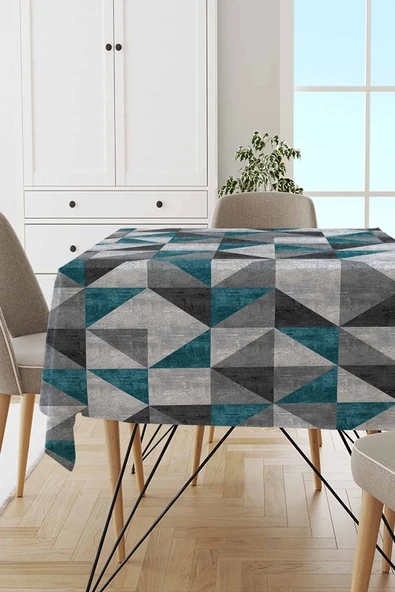 Zümrüt Geometrik Desen Dokuma Leke Tutmaz Masa Örtüsü MSO378 ürün görseli 1