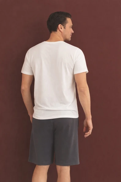 %100 Koton Pijama Takımı Şort - Resim 3