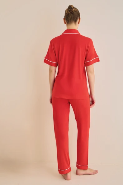 Luxury Ceket Yaka Pijama Takım - Resim 3