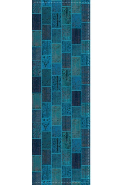 Turkuaz Patchwork Desenli Premium Masa Örtüsü Runner RNR294 - Resim 2