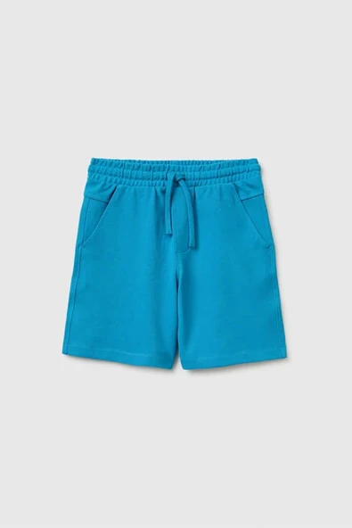 United Colors of Benetton Erkek Çocuk Beli Lastikli Relaxed Fit Bermuda Şort Mavi 6-14 Yaş ürün görseli 1