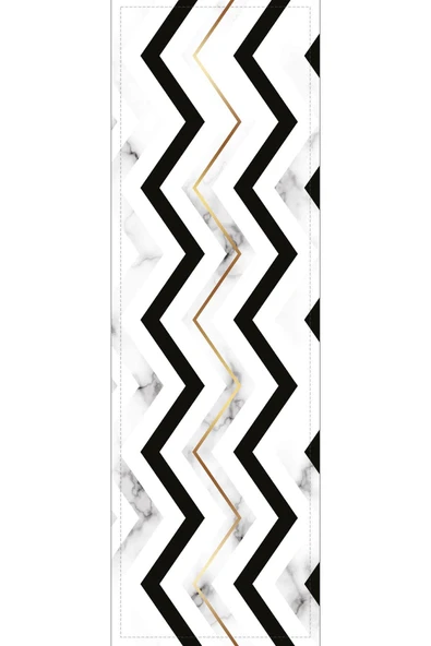 Gold Zigzaglı Desen Premium Masa Örtüsü Runner RNR156 - Resim 2