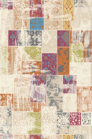 Çok Renkli Patchwork Dokuma Leke Tutmaz Masa Örtüsü MSO170 - Resim 2