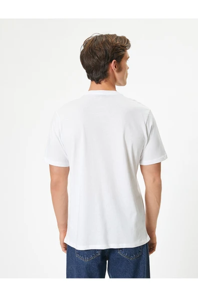 Bisiklet Yaka Regular Fit Pamuklu Kısa Kollu Basic Tişört - Resim 4