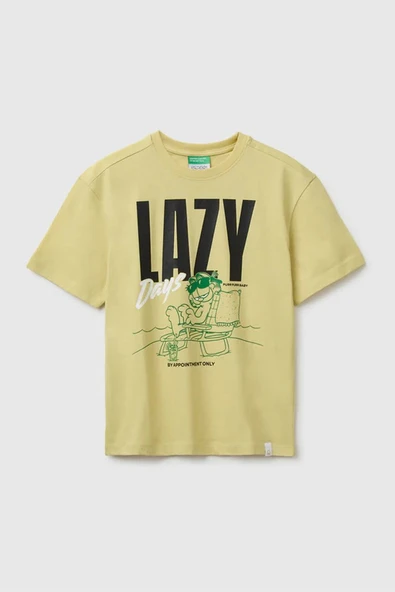 United Colors of Benetton Erkek ÇocukGarfield Baskı Detaylı Yuvarlak Yaka T-Shirt Sarı 6-14 Yaş ürün görseli 1
